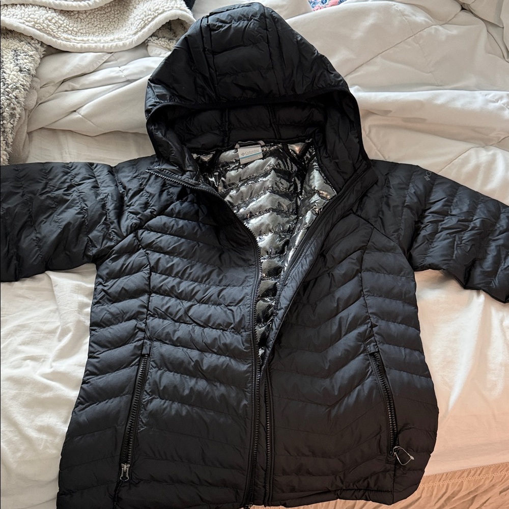 Columbia Black Quilted Hooded Jacket